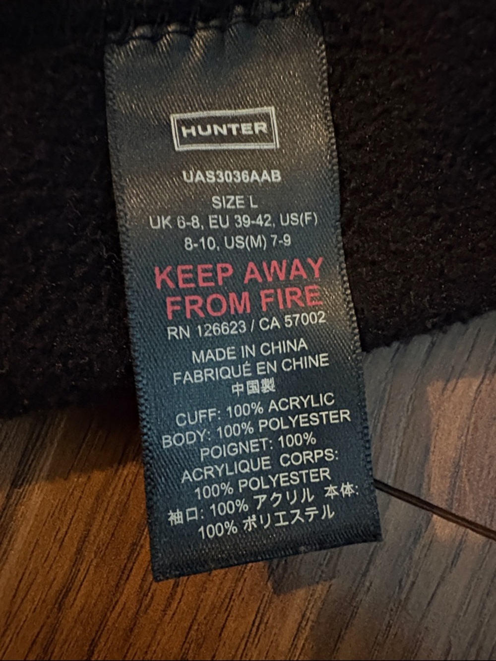 Hunter Black Fleece Boot Liner Socks with Gray Marled Cuffs - Picture 5 of 5